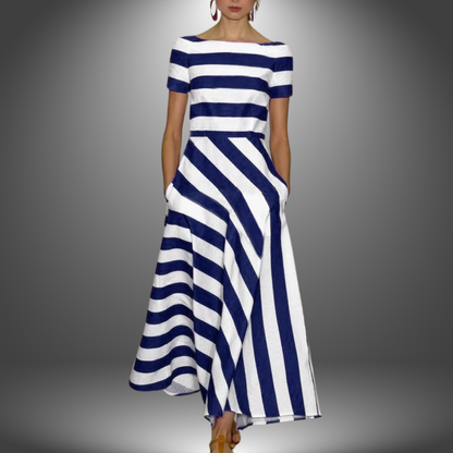 Natalia | Long Stripe Dress, Handmade