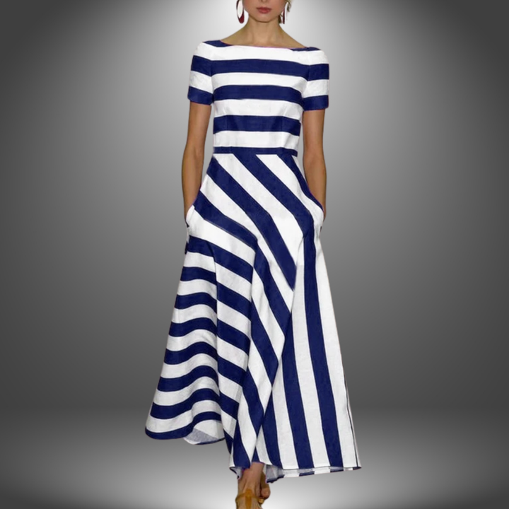 Natalia | Women's Long Stripe Dress, Handmade