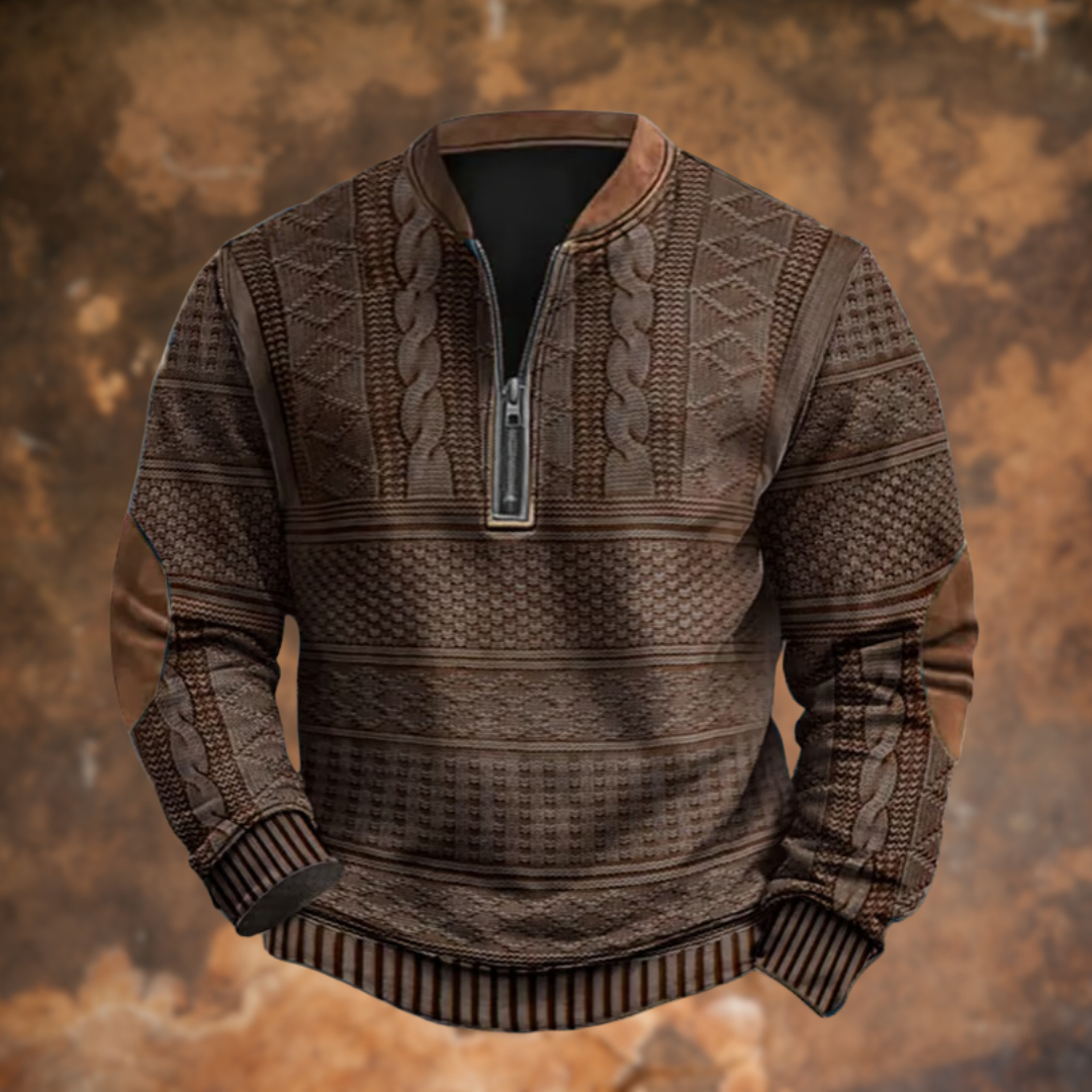 Ford | Men's Striped Textured Half-Zip Pullover Sweater