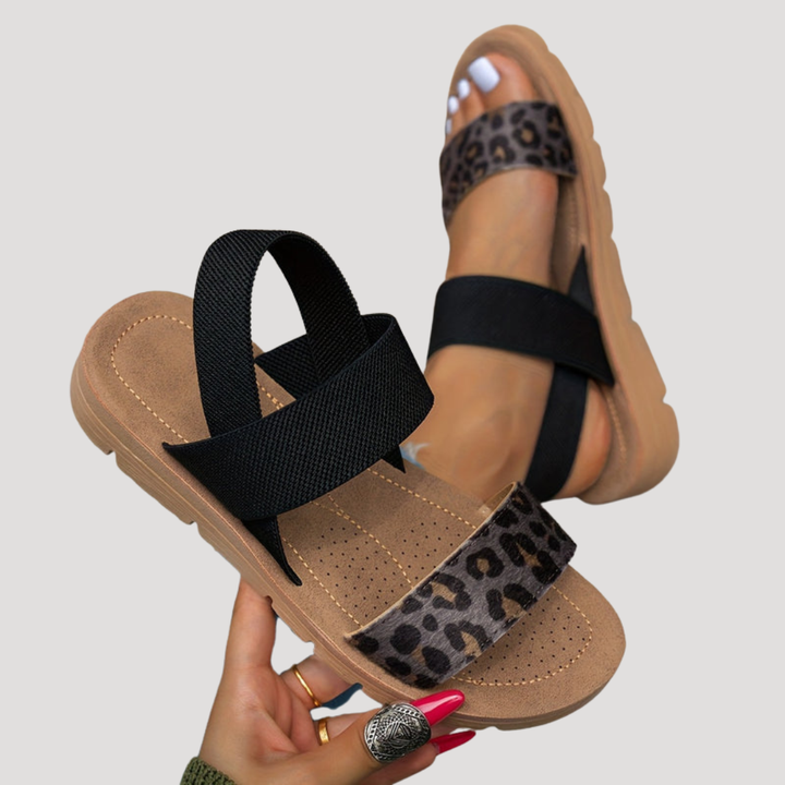 Women's Stylish Leopard Print Cross-Strap Flat Sandals for Ultimate Comfort