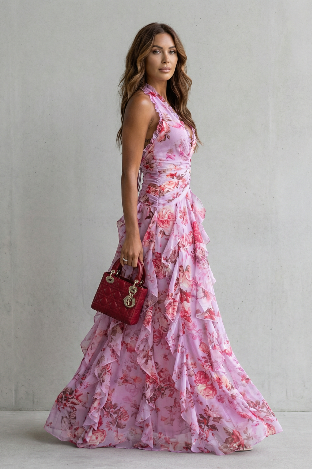 Belladina | Women's Floral Maxi Dress with Ruffles