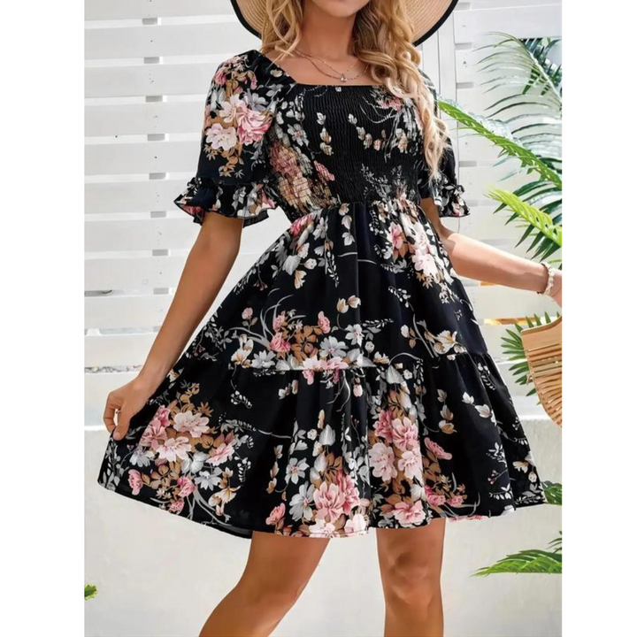 Isolde | Vintage Floral Flounce Sleeve Summer Dress