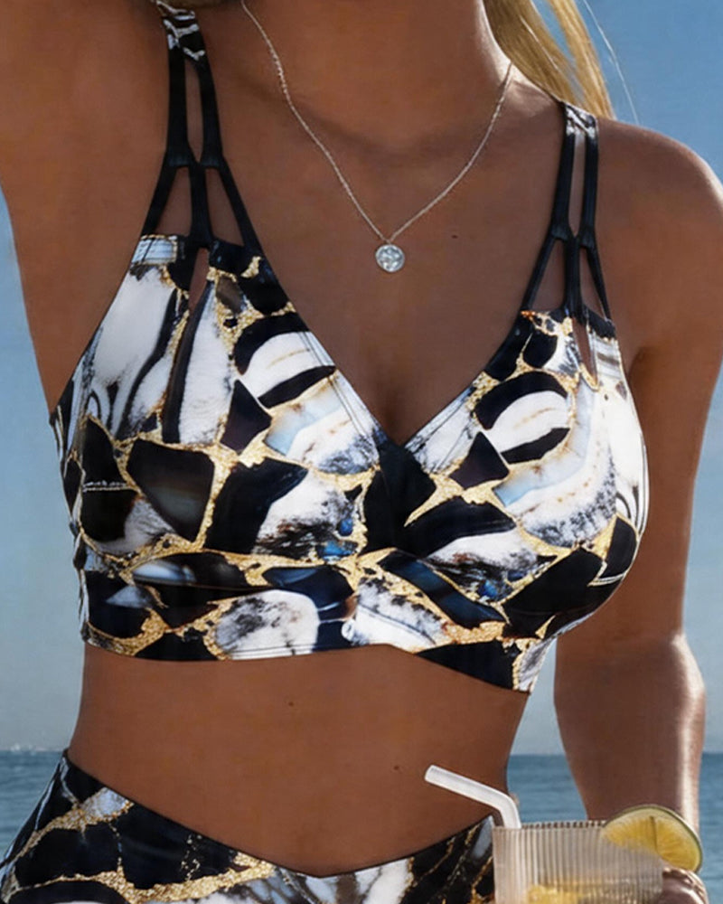 Luna | Women's V-Neck Printed Strap Bikini