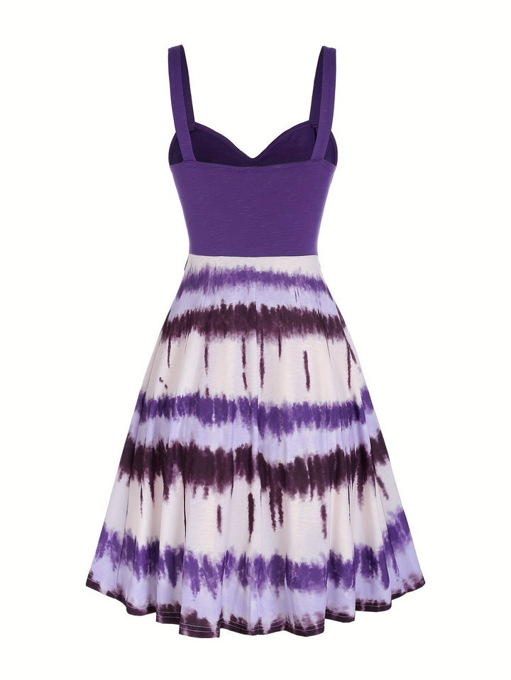 Gisele | Women's V-Neck Maxi Comfortable Tie-Dye Sleeveless Summer Dress with Buttons