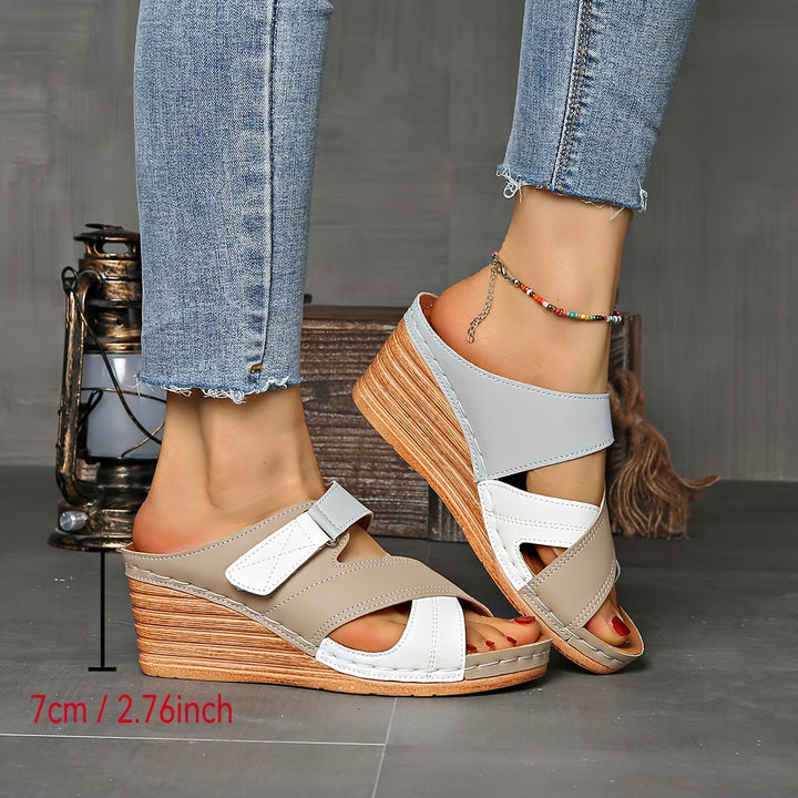 Marina | Women's Colorblock Wedge Slides, Comfortable Sandals