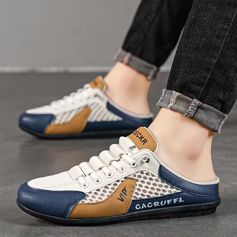 Men's Color Block Backless Slip-On Sneakers