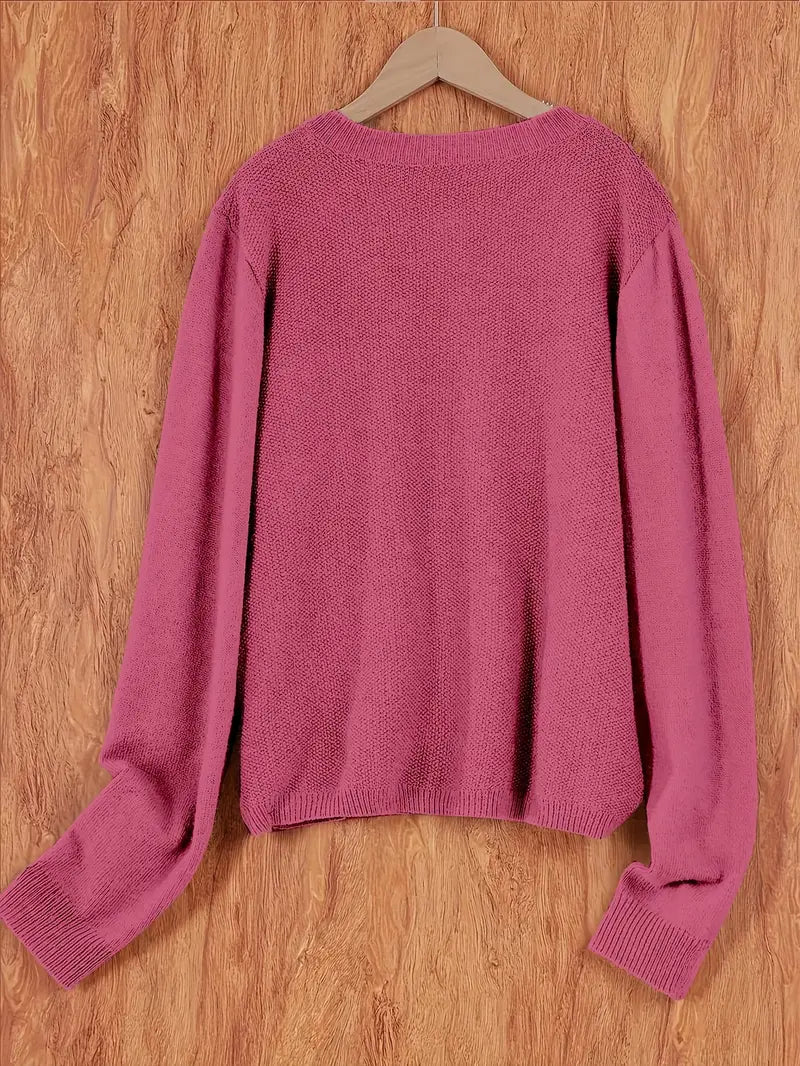 Eugenia | Women's Round Neck Cardigan with Buttons and Pocket