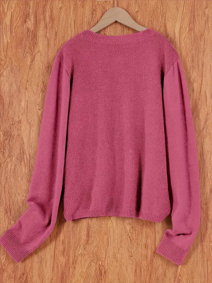 Eugenia | Women's Round Neck Cardigan with Buttons and Pocket
