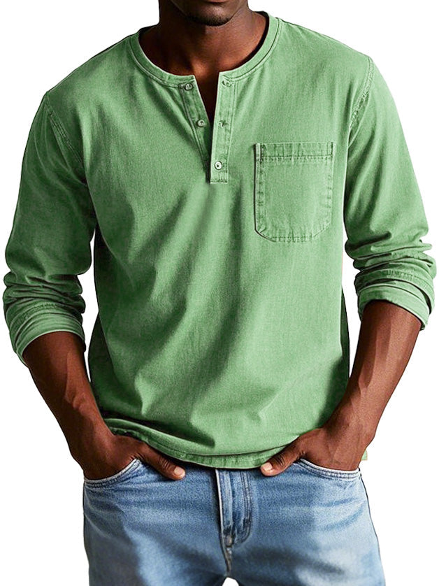 Ellis | Men's Long Sleeve Vintage Henley Shirt