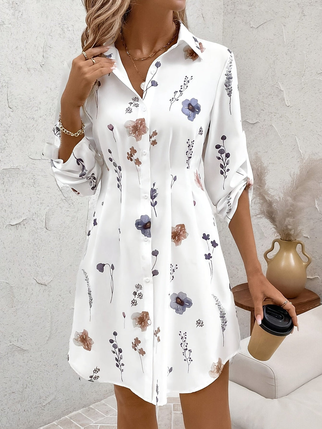 Maya | Women's Mini Elegant Floral Dress with Buttons