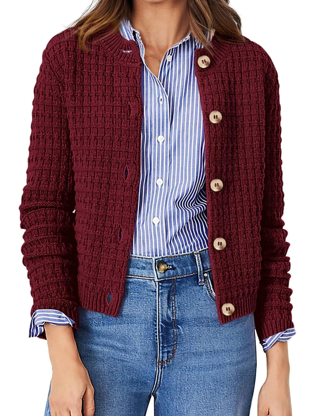Harper | Women's Cardigan with Button Placket and Buttons