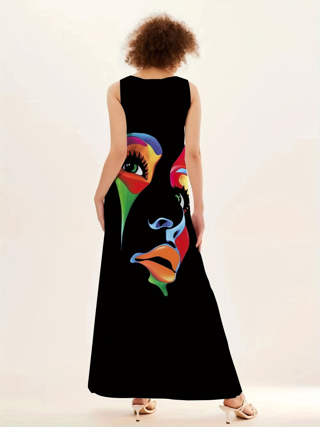 Honor | Women's Chic Mask Print Maxi Dress