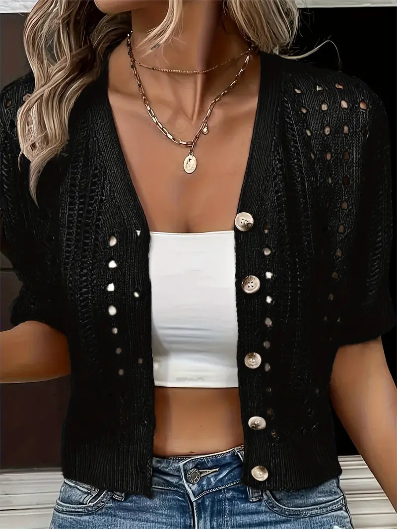 Kendall | V-Neck Short Sleeve Cardigan