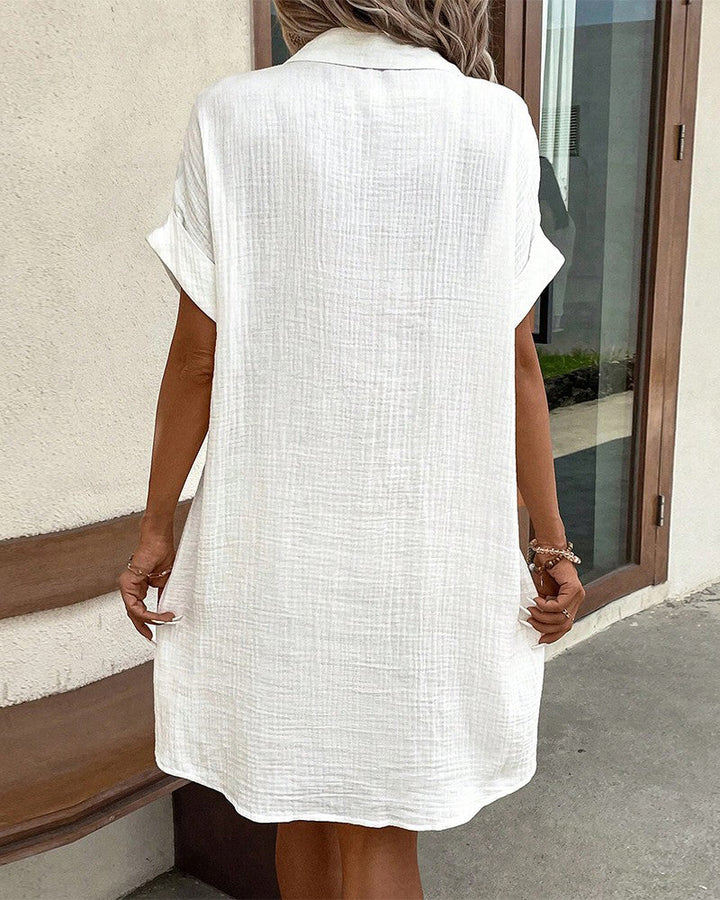 Melissa | Women's Relaxed Short Sleeve Knee-Length Comfortable Summer Dress with Pockets