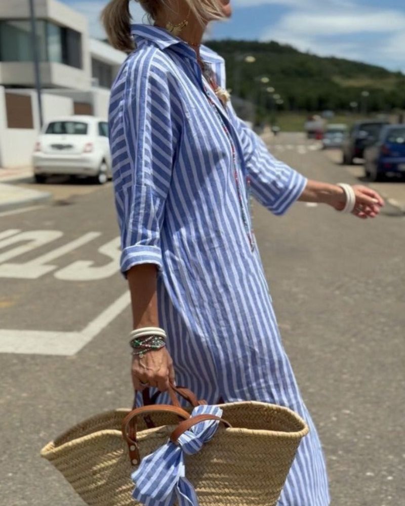 OLEN - CLASSIC STRIPED SHIRT DRESS