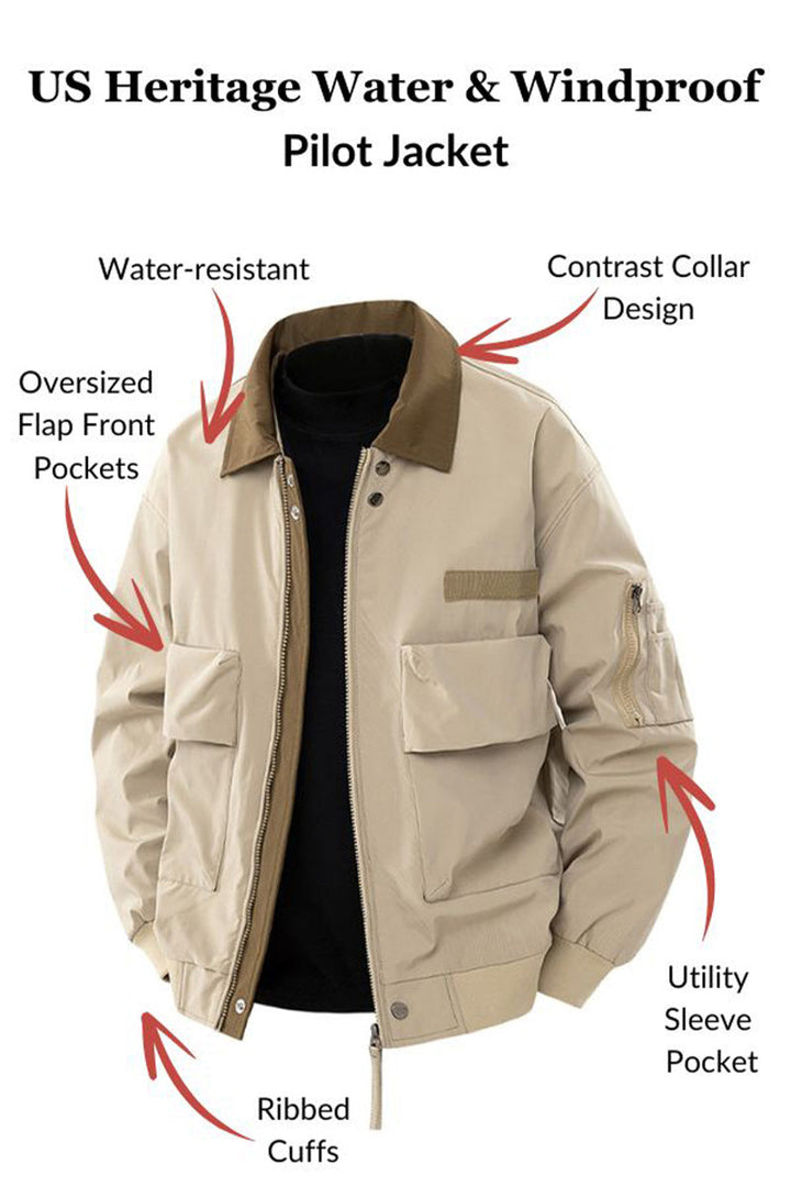 US | Men's Heritage Water & Windproof Pilot Jacket with Pockets