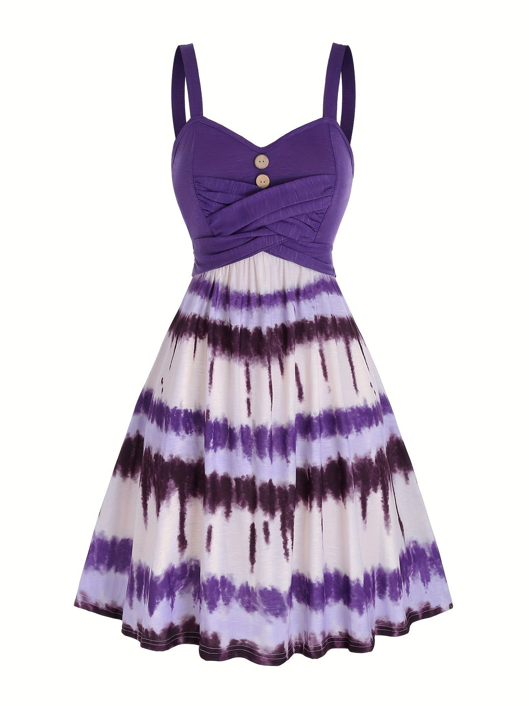 Gisele | Women's V-Neck Maxi Comfortable Tie-Dye Sleeveless Summer Dress with Buttons