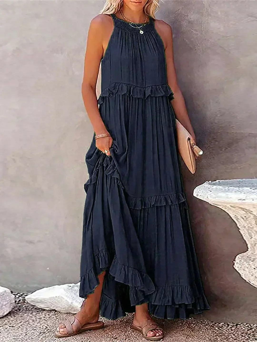 Sarah | Halter Ruffle Maxi Dress (Almost Sold Out)