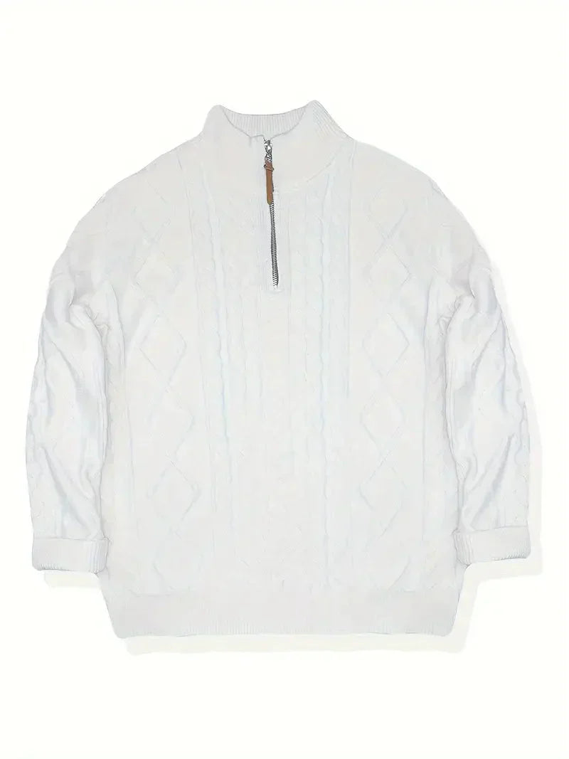 Brit & Boho™️ | Viscose Blend Knit Quarter Zip