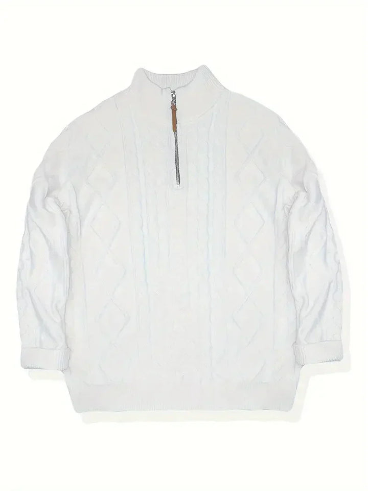 Brit & Boho™️ | Viscose Blend Knit Quarter Zip