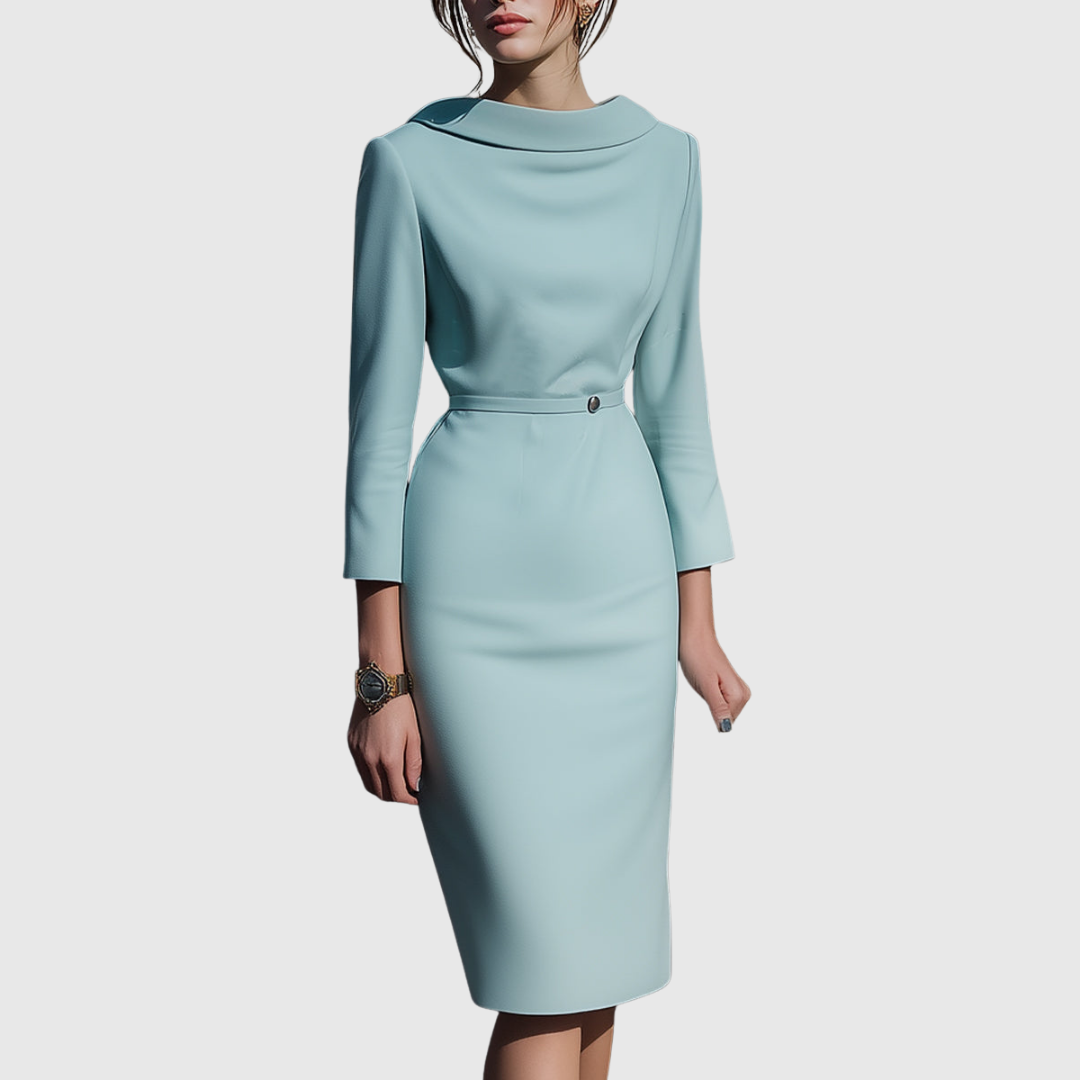 Alice - Elegant Draped Midi Pencil Dress