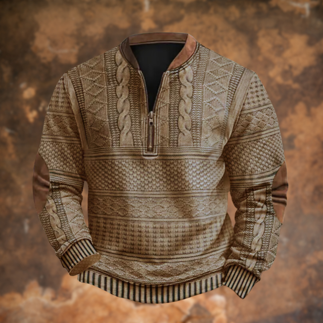 Ford | Men's Striped Textured Half-Zip Pullover Sweater