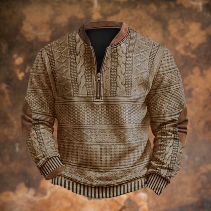 Ford | Men's Striped Textured Half-Zip Pullover Sweater
