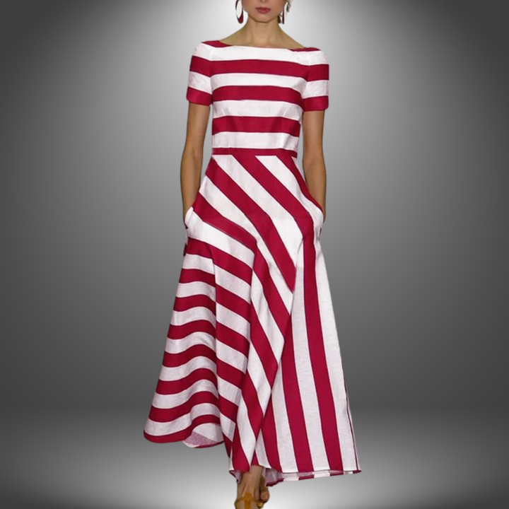 Natalia | Women's Long Stripe Dress, Handmade