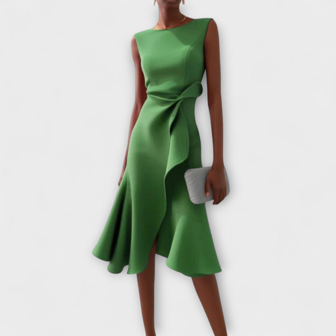 Juliette | Women's Sleeveless Elegant Draped Asymmetrical Midi Dress