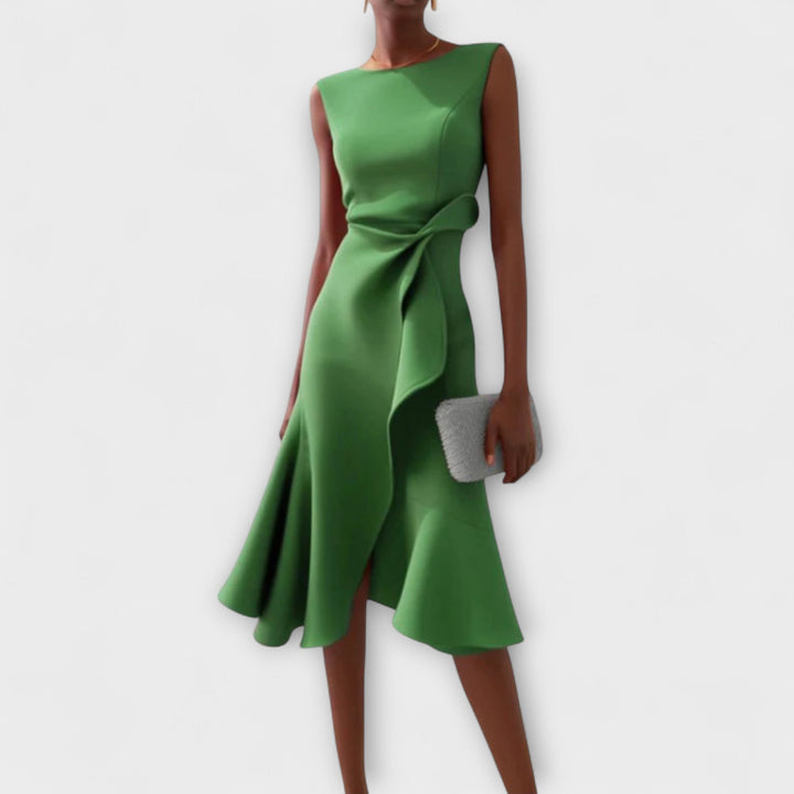 Juliette | Women's Sleeveless Elegant Draped Asymmetrical Midi Dress