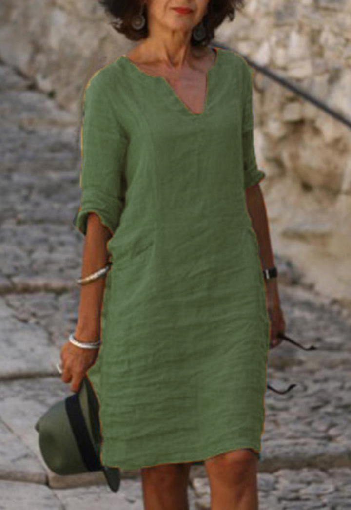 Elvy | Women's Sleek V-Neck Dress