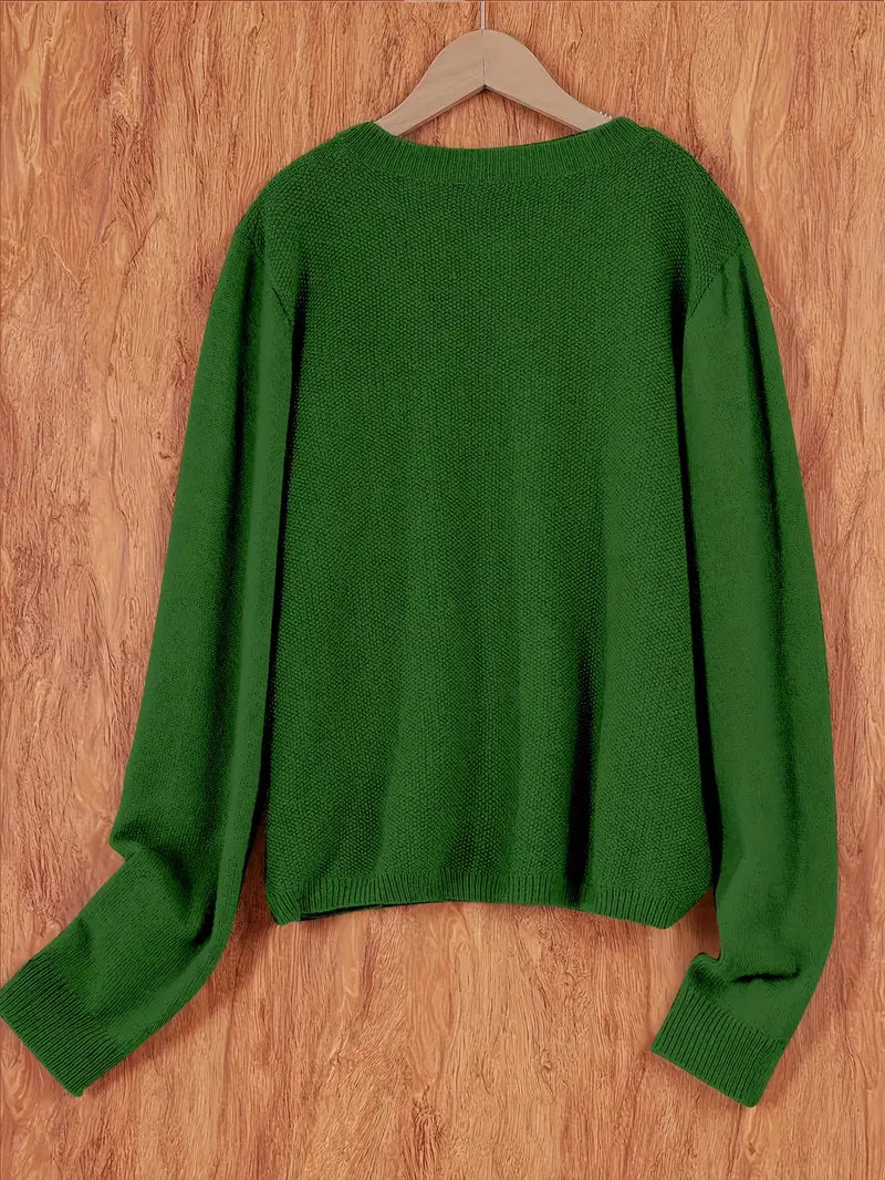 Eugenia | Women's Round Neck Cardigan with Buttons and Pocket