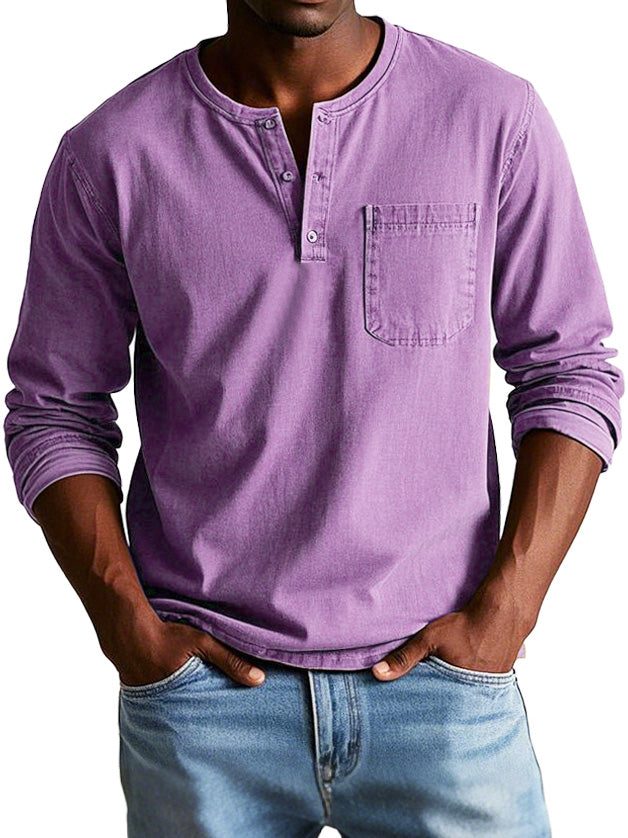 Ellis | Men's Long Sleeve Vintage Henley Shirt