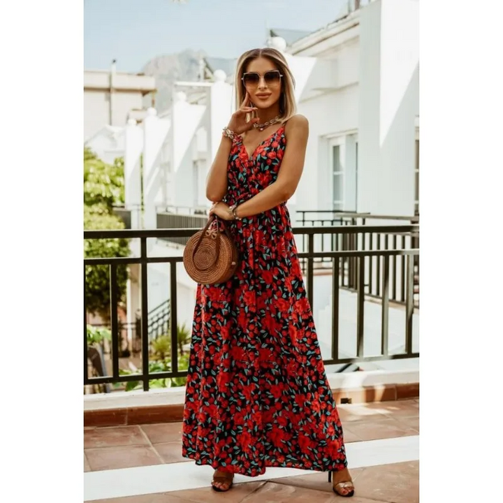 Hattie | Women's Mini Floral Printed Design Ruffle Waistband Commuter Dress