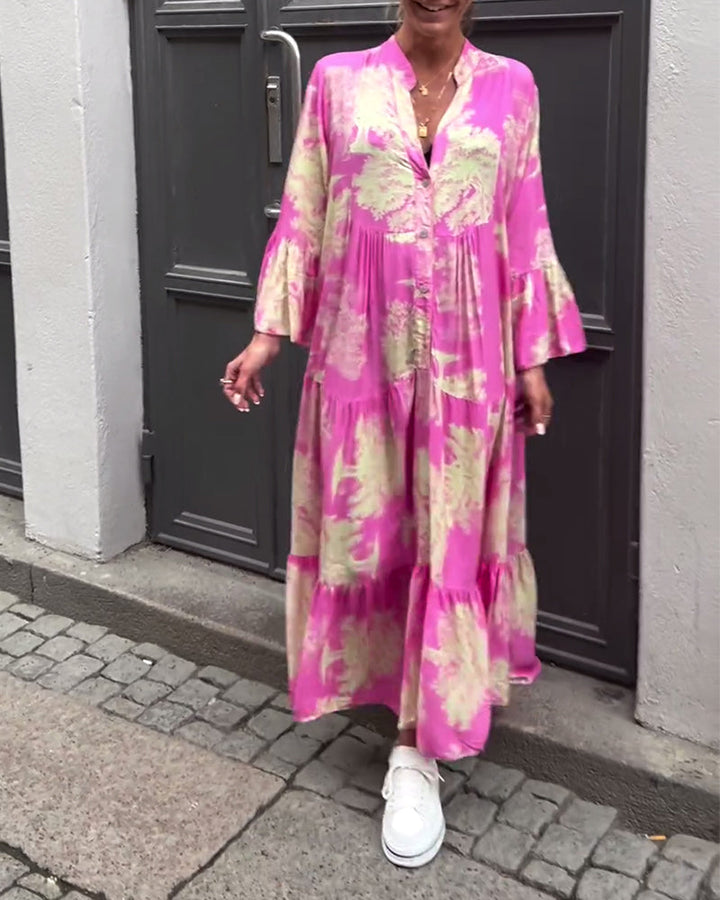 Diana | Women's Comfy Patchwork Maxi Dress with Buttons