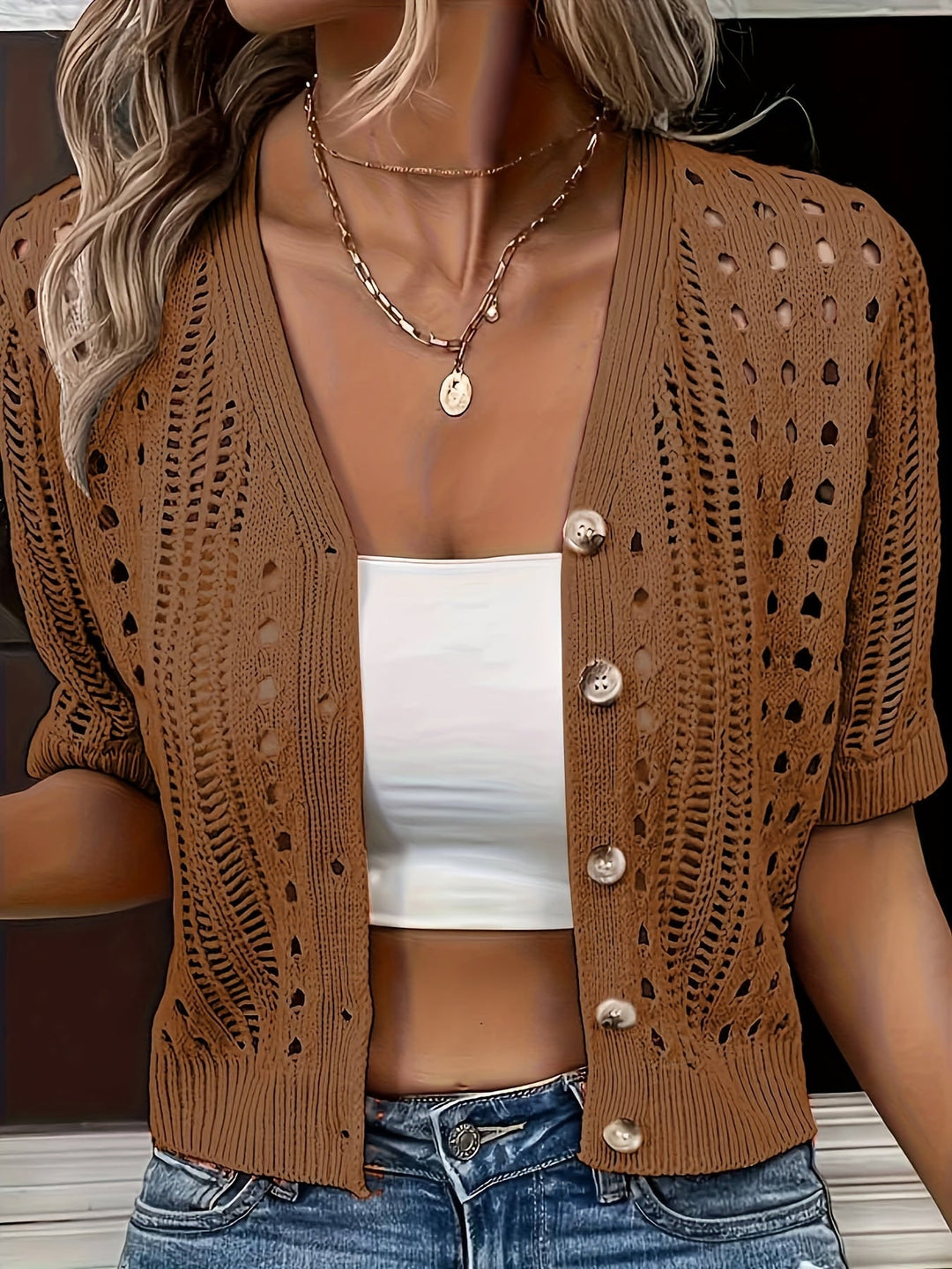 Kendall | V-Neck Short Sleeve Cardigan