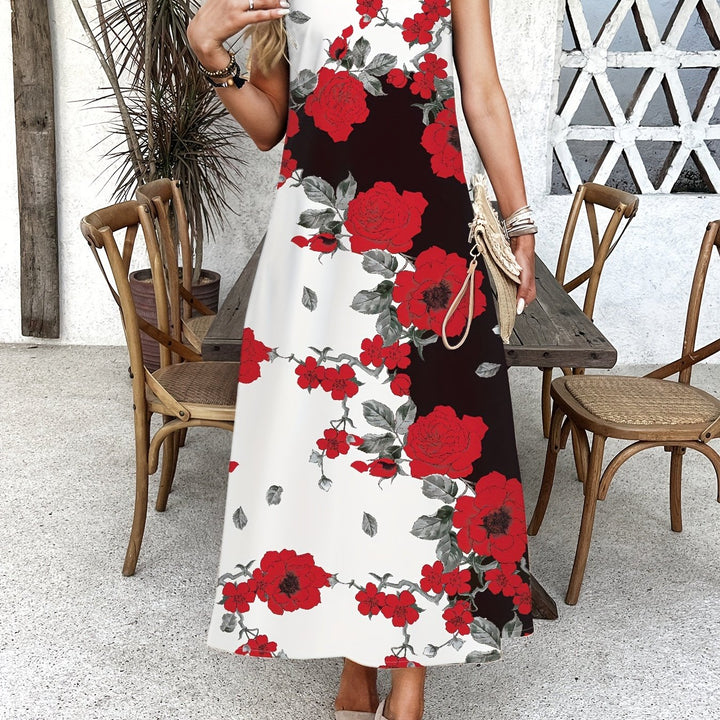 Indigo | Women's Relaxed Boho Chic Floral V-Neck Maxi Dress