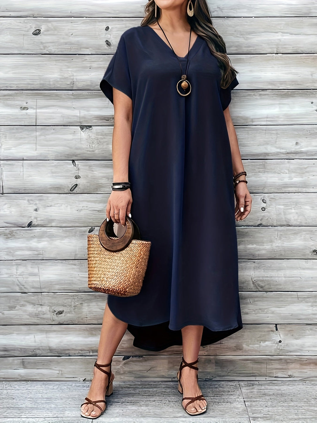 Emilia | Women's V-Neck Flowy Comfort Dress