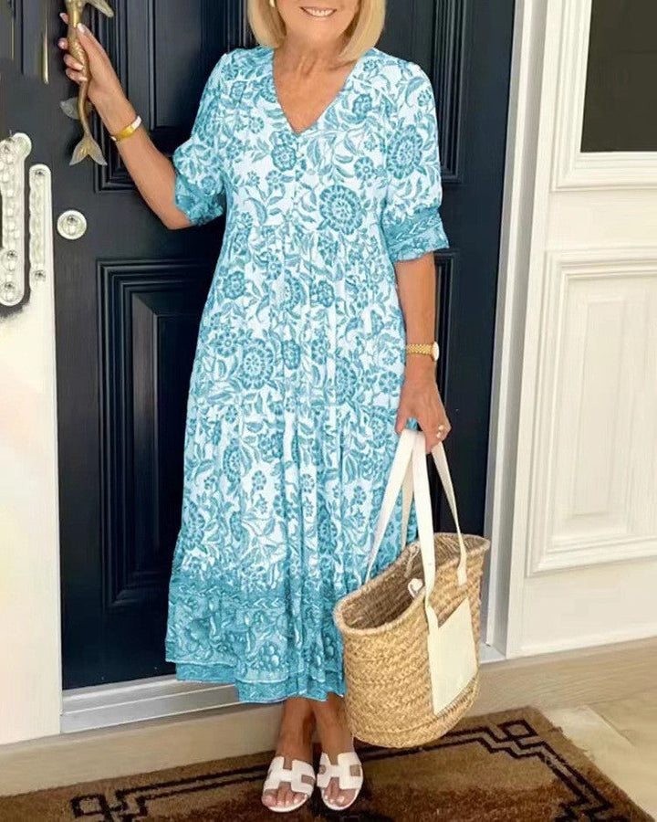 Keisha | Elegant Floral V-Neck Dress
