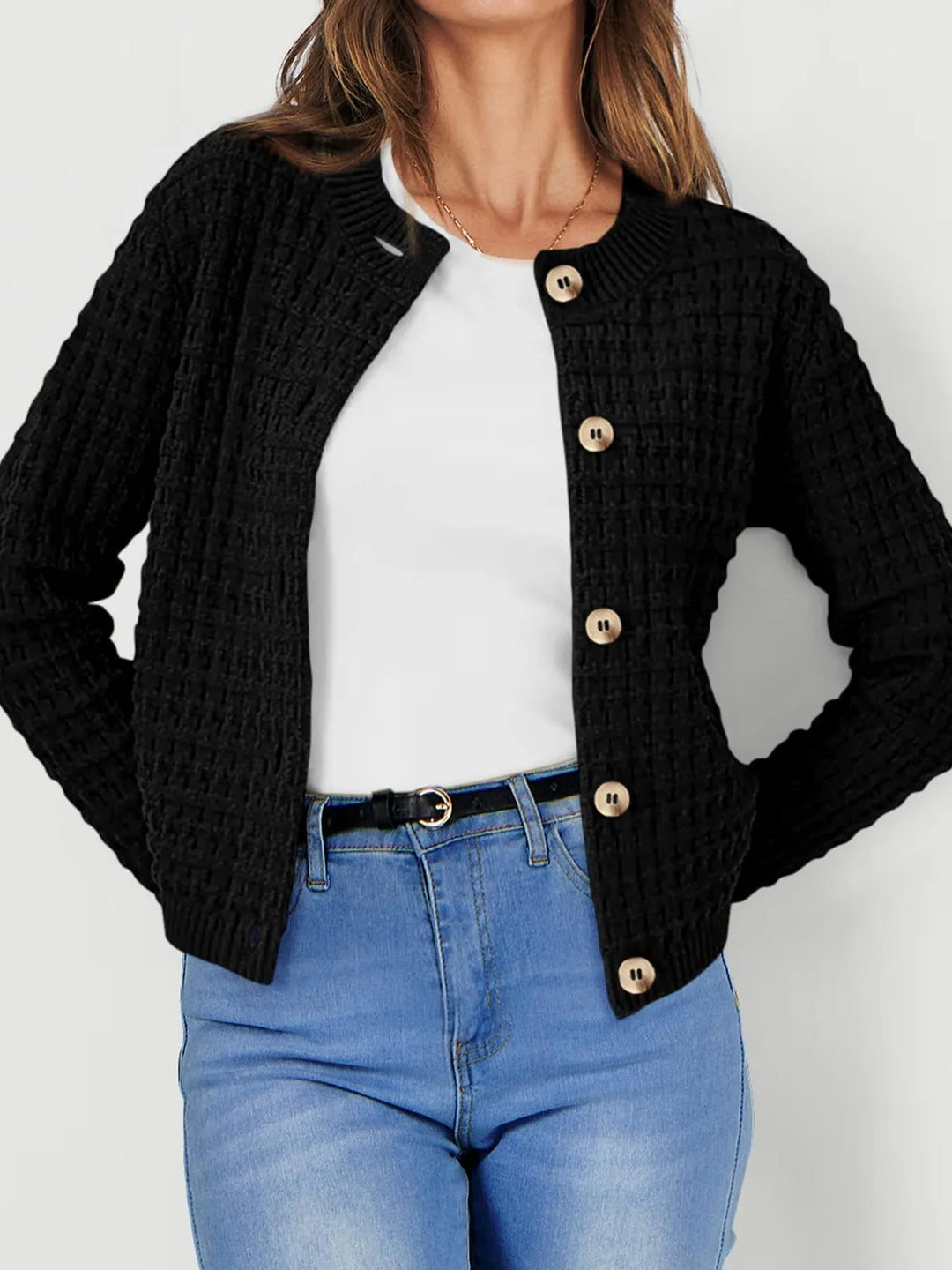 Harper | Women's Cardigan with Button Placket and Buttons