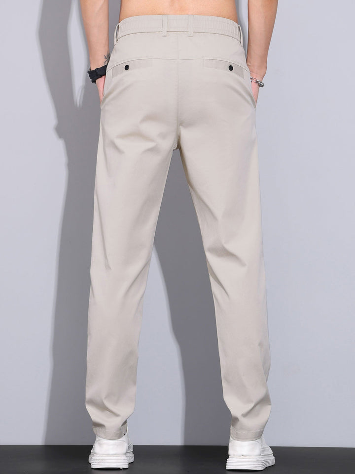 Men's Short Sleeve Zip Polo & Elastic-Waist Straight-Leg Pants Set