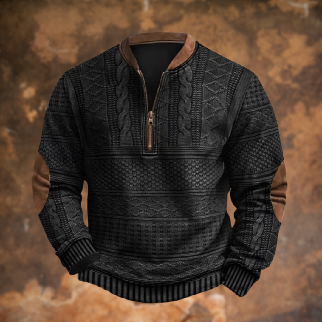Ford | Men's Striped Textured Half-Zip Pullover Sweater