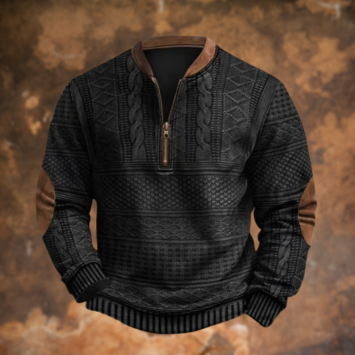 Ford | Men's Striped Textured Half-Zip Pullover Sweater