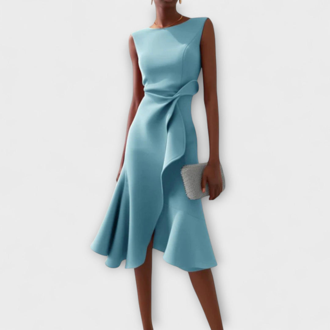 Juliette | Women's Sleeveless Elegant Draped Asymmetrical Midi Dress