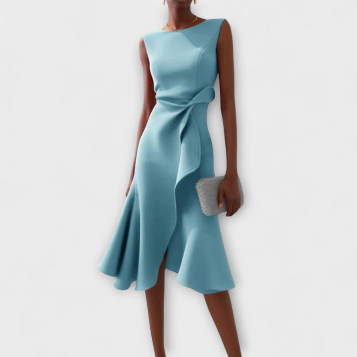 Juliette | Women's Sleeveless Elegant Draped Asymmetrical Midi Dress