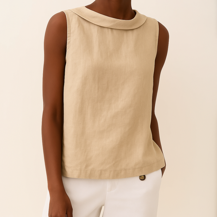 Maria™ | Stylish Sleeveless Top with Elegant Roll Collar