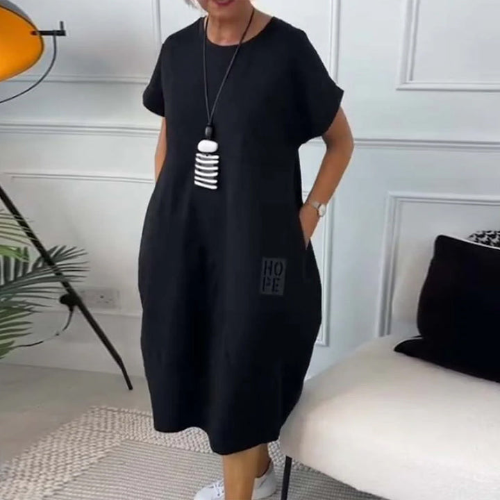 Zuzanna | Women's Short Sleeve Maxi Airy Summer Dress with Round Neckline and Pockets