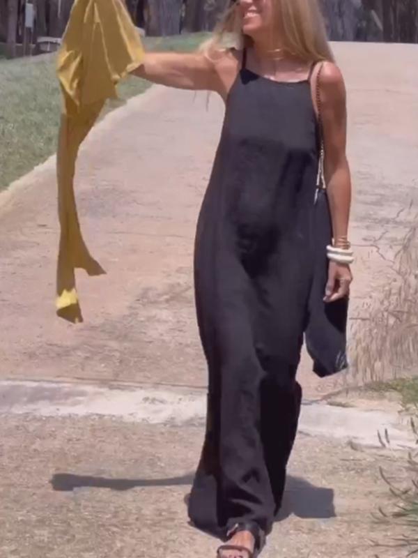 Casual Long Dress Made of Cotton and Linen for Women
