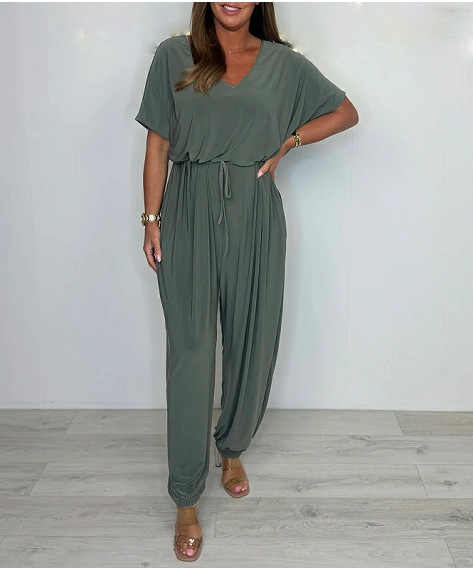 Cora | Women's V-Neck Tie Jumpsuit