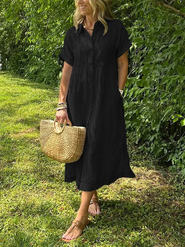 Gwen | Women's Striped Shirt Dress with Pockets
